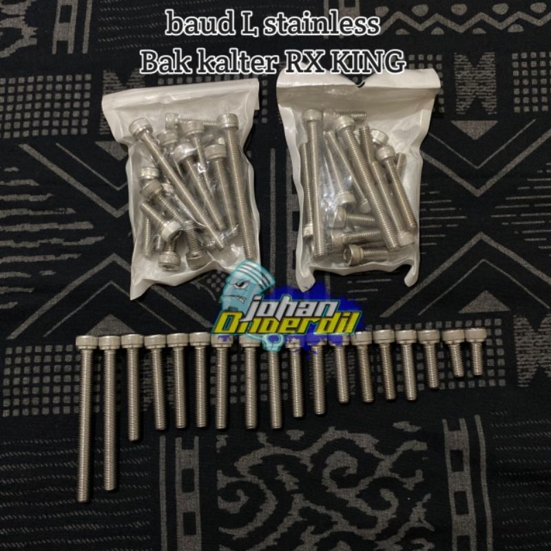 Baut Blok Mesin Rx King Baut L Stainless Anti karat 100% Full Set bak kalter RX KING