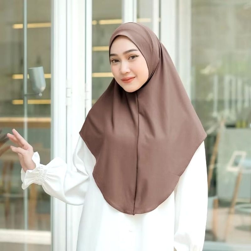 Jilbab bergo Hamidah sport size M sporty olahraga warna hijau Wardah mint Sage hitam navy mocca Milo