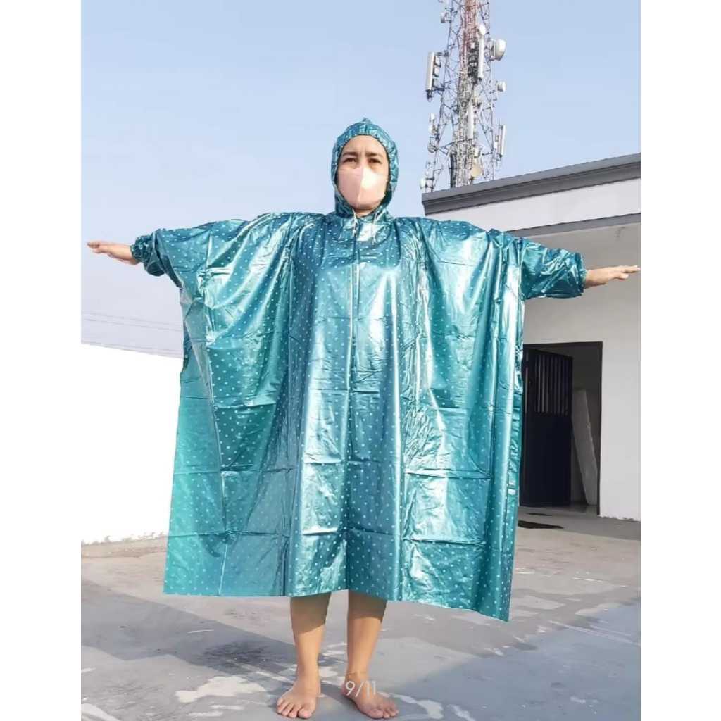jas hujan ponco lengan polkadot jas hujan polkadot