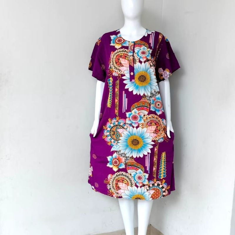 ori kencana unggu 04 label biru motif terbaru daster lengan pendek kekiniaan LD120cm piyaman baju da