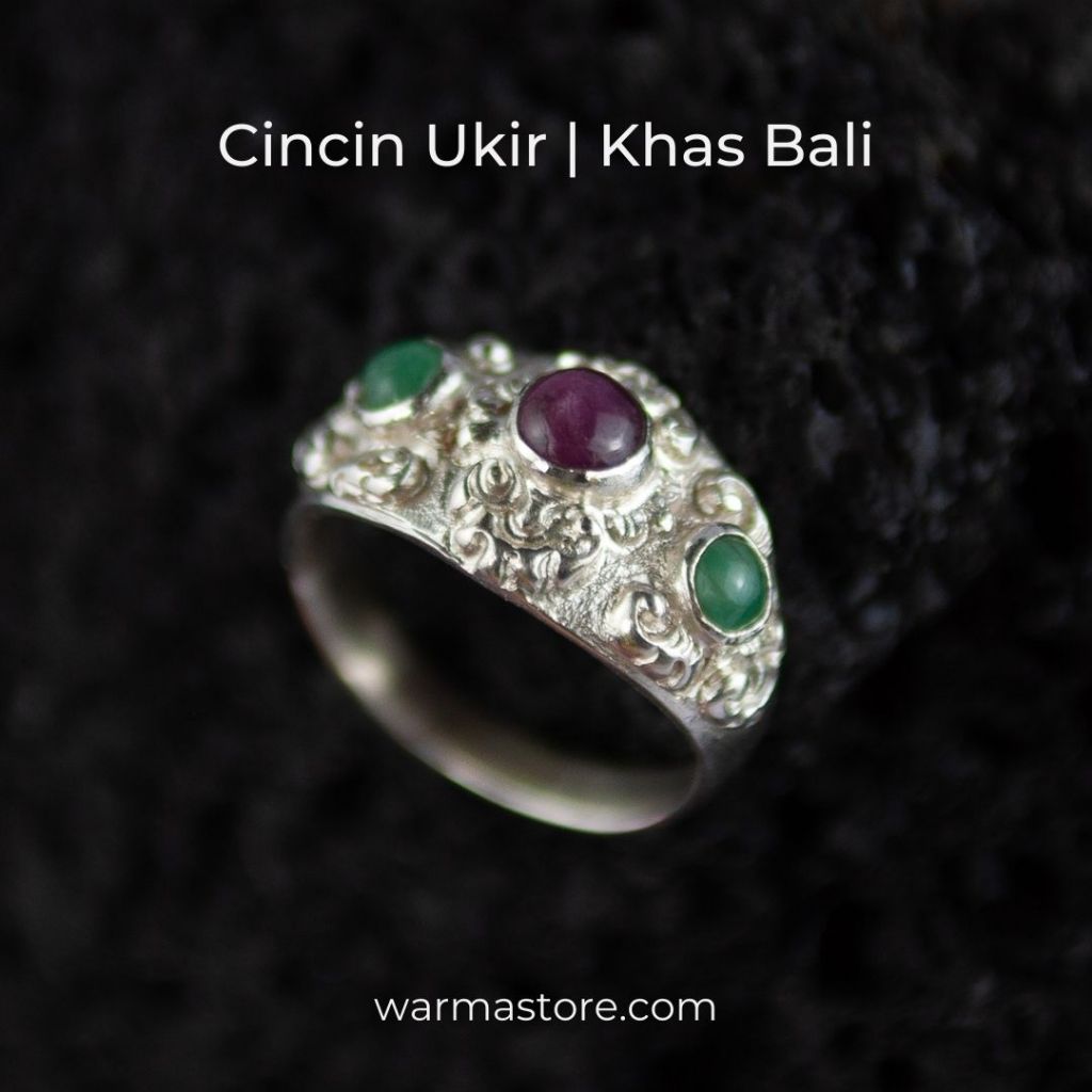 Cincin Perak Batu Alam Rubi Emerald Khas Bali