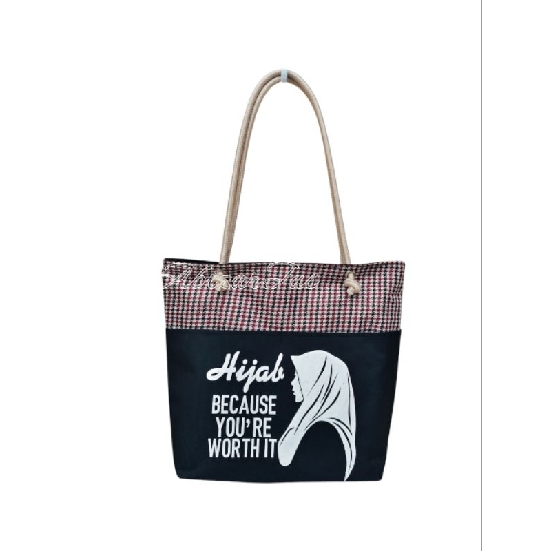 Totebag Hijab Tas Wanita Tas Sekolah Tas Perempuan Tas Kekinian 2025 Totebag Tali Sumbu Totebag Resl