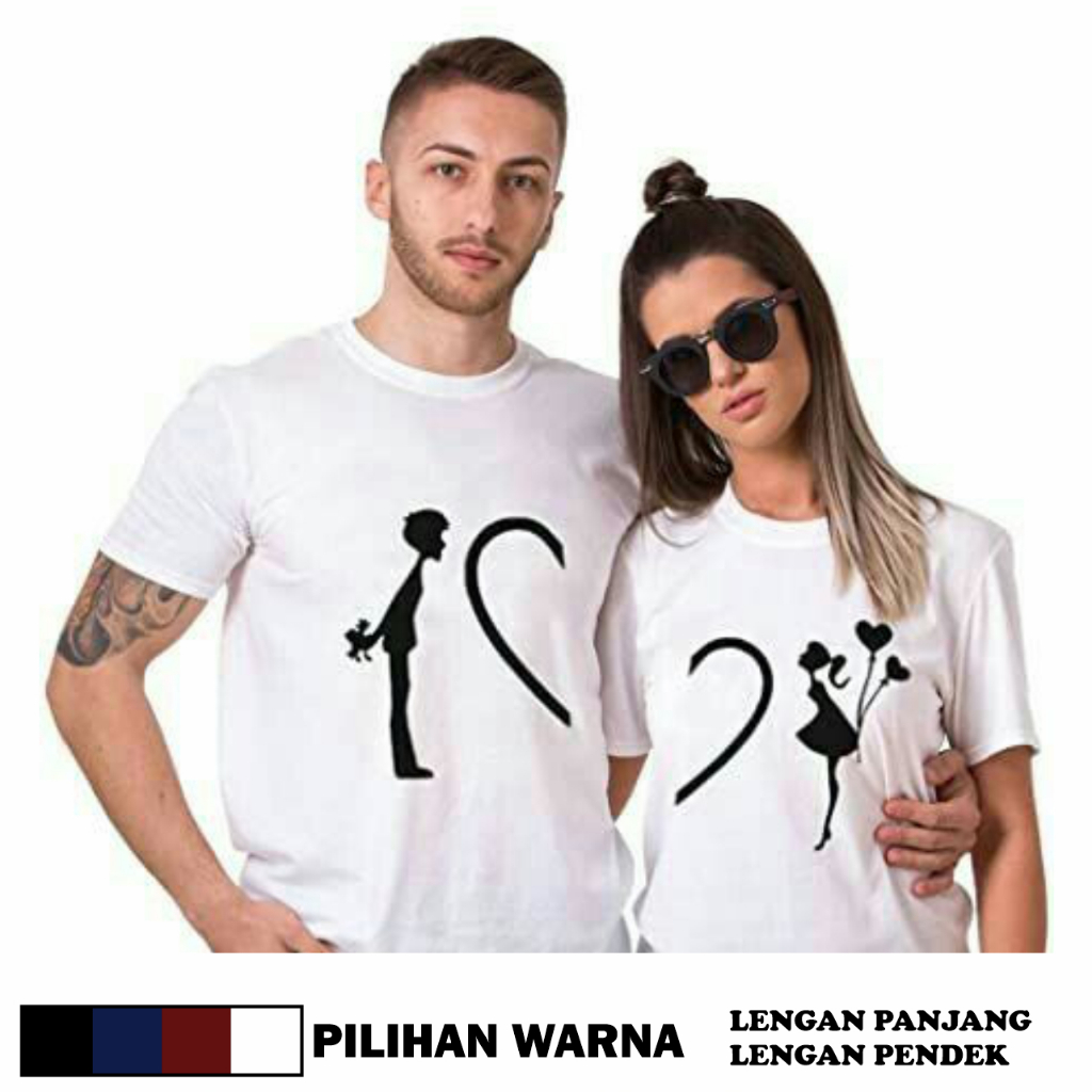 Baju Kaos Couple Pasangan Gambar Orang I lOVE Big Size Lengan Pendek
