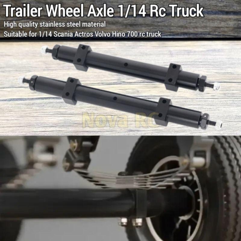 Metal trailer wheel axle unpowered 120mm 140mm for tamiya hercules RC truck 1/14