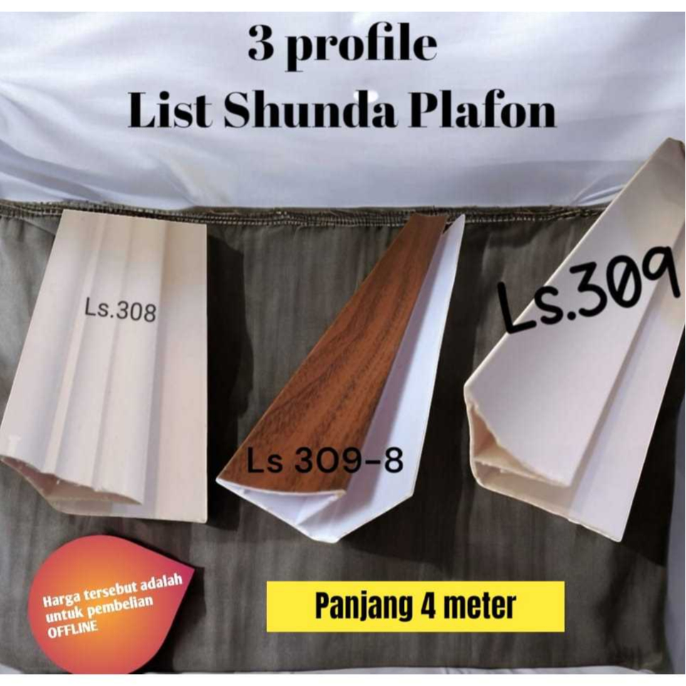 PLAFON SURABAYA, Plafon PVC List Profile Shunda Putih LS 308 ,LS 309 & COKLAT 309-8