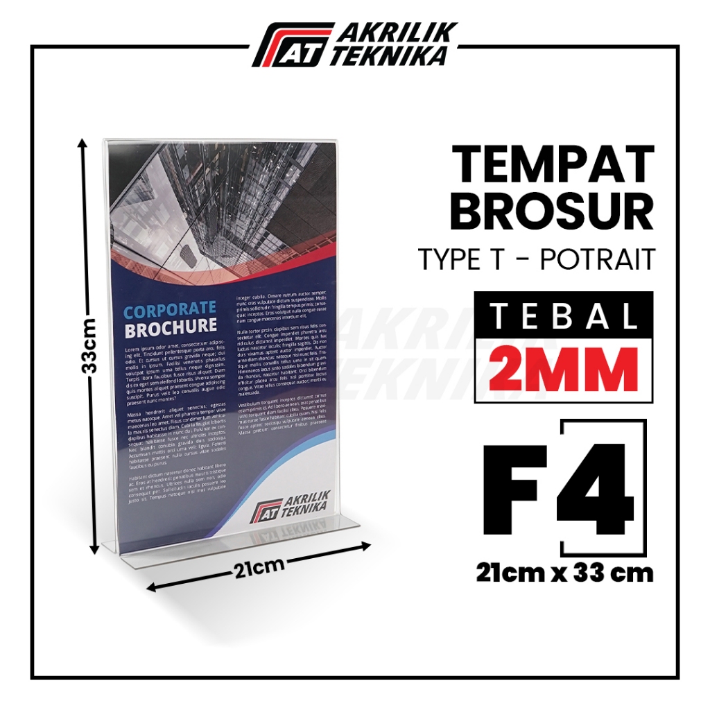 

Tempat Brosur Akrilik F4 2mm / Akrilik Tent Card Tent Holder / Acrylic Qris Barcode - Tipe T