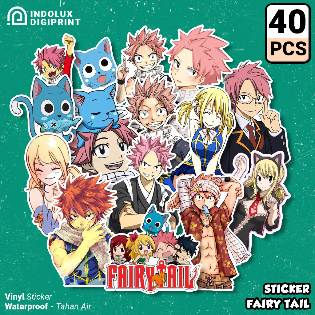 

Sticker Fairy Tail 40 Pcs Stiker Anime Anti Air Waterproof Laptop Erza Scarlet Natsu Dragneel