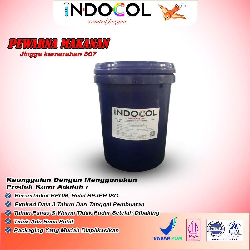 

Pewarna Makanan INDOCOL Jingga Kemerahan 807 (Orange Redish) @25 Kg