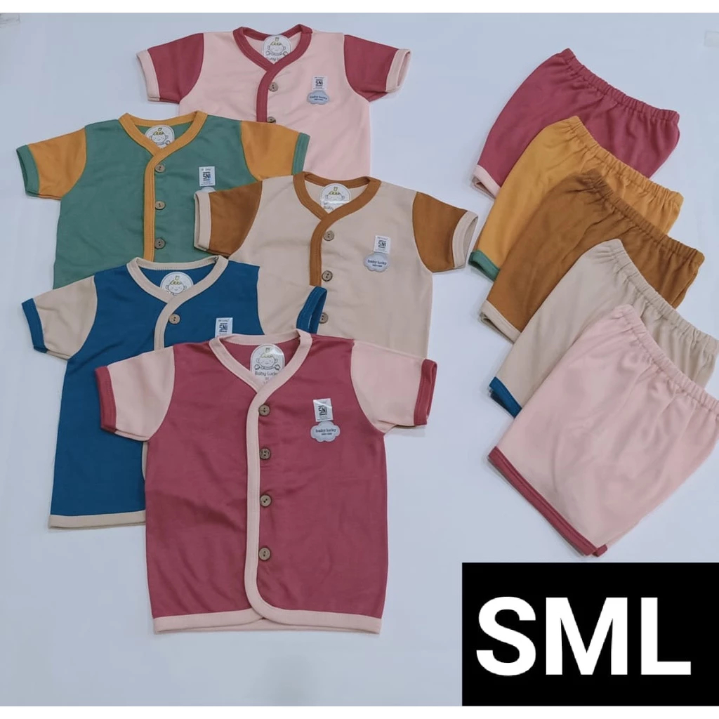 SETELAN BAJU BAYI POLOS GRADASI 3-24 BULAN SNI BB LUCKY BABY LUCKY