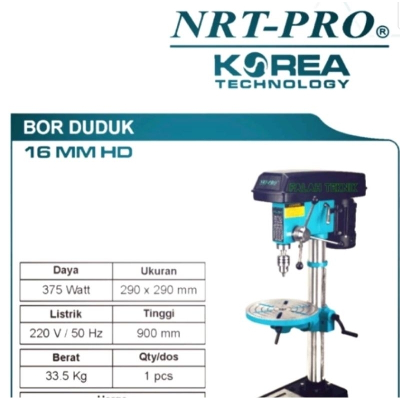 Mesin Bor Duduk 16mm NRT PRO Bench Drill TECHNOLOGY KOREA