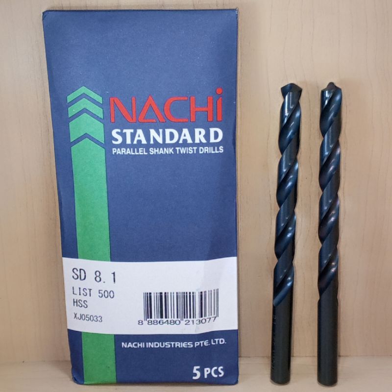 Mata Bor Nachi 8.1mm Drill HSS Nachi 8.1 Original Baru Mata Bor 8.1 mm