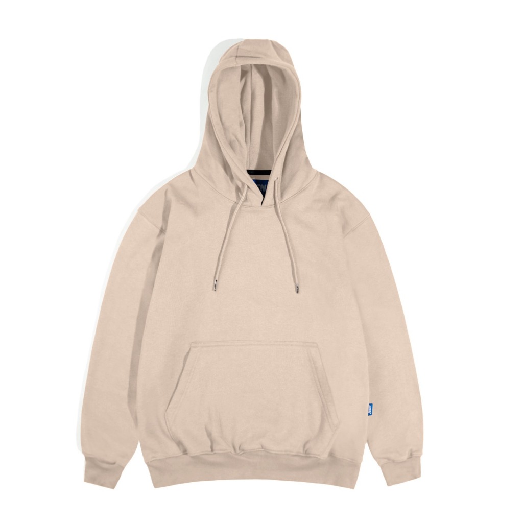 Hoodie polos fleece tebal Jaket Basic Sweater Basic Cream | JEEN