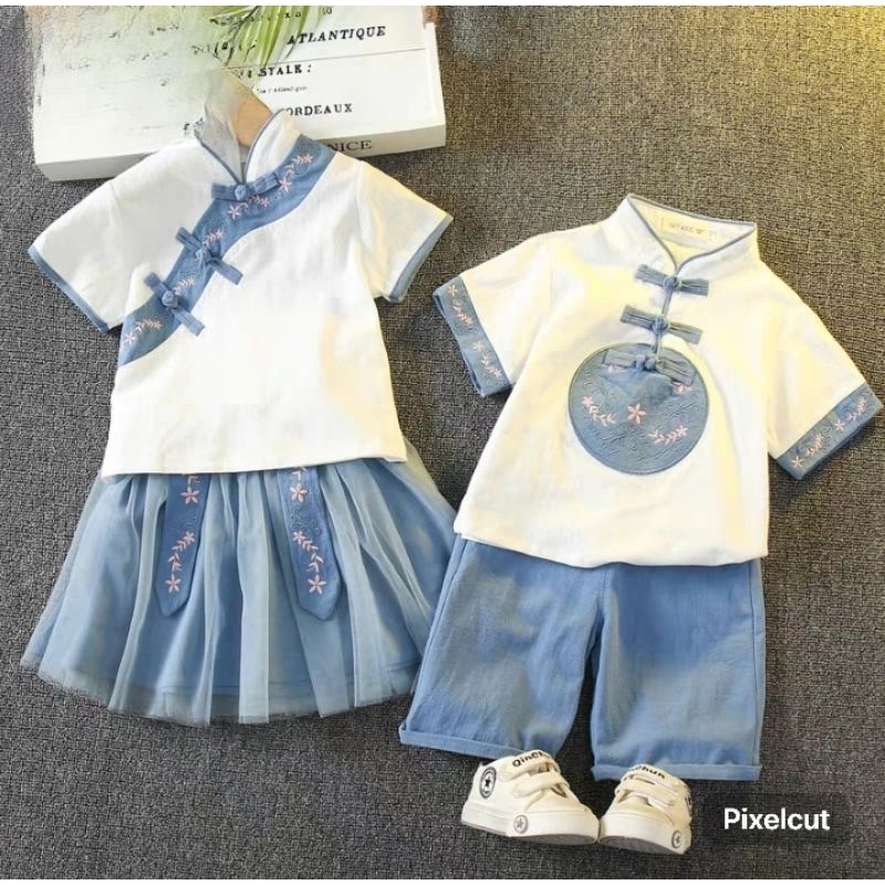Qipao Hanfu Anak Perempuan Anak Laki-Laki Baju Imlek Baju Tradisional Chinese China