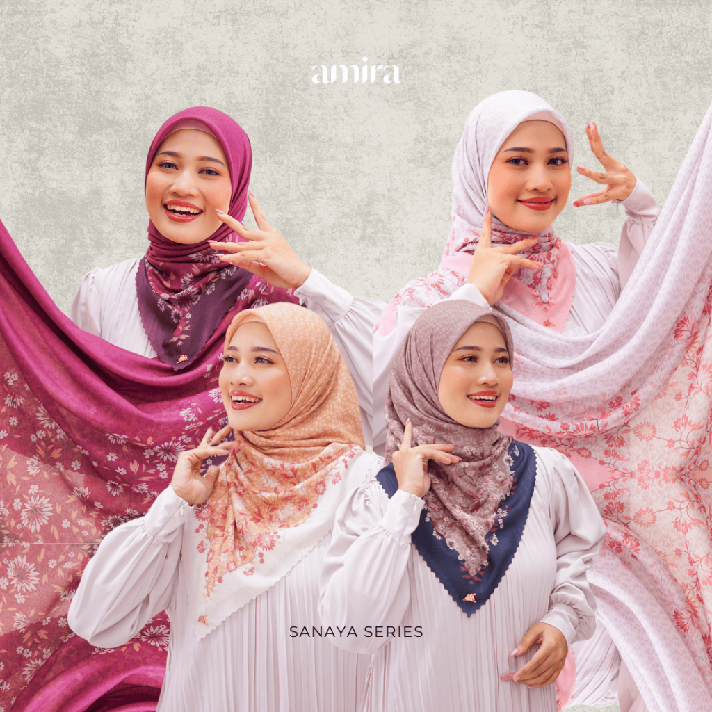 [FREE BOX] Amira - Sanaya Voal Square (Hijab Segiempat Voal Motif Printing Lasercut Premium)