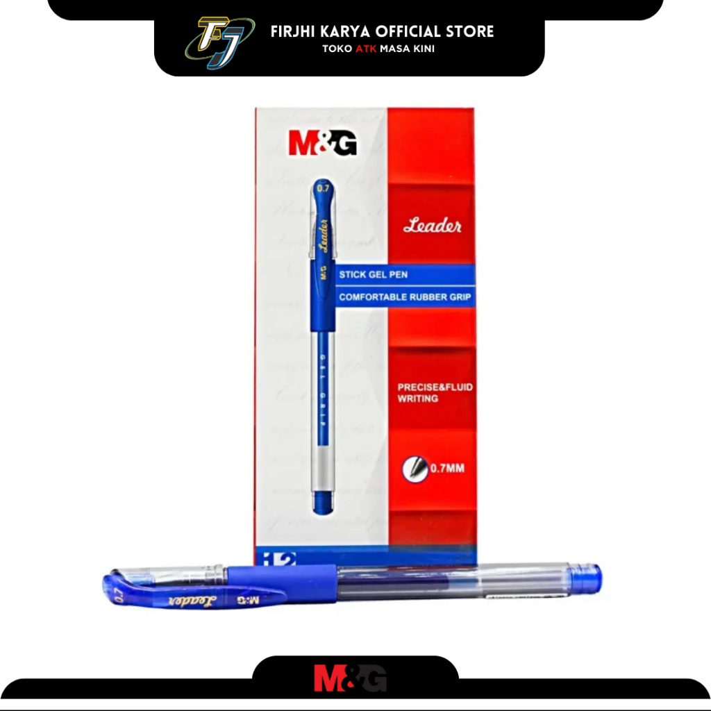 

Stick Gel Pen Leader 0.7mm Hitam Merah Biru (Satuan) - M&G