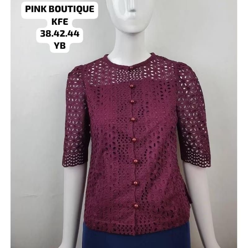 Atasan Blouse Kancing Pink Butik Premium Import Original Bangkok Thailand