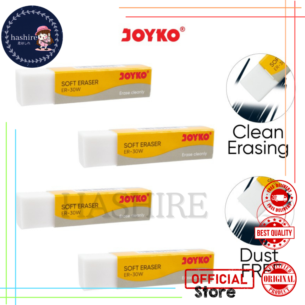 

30PCS (1BOX) Penghapus Joyko Panjang ER-30W Putih