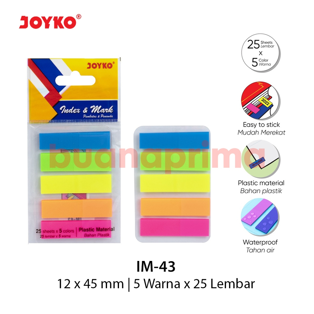 

Sticky Notes Plastik IM-43 Post Stick It Note Bendera Warna Warni Index And Mark