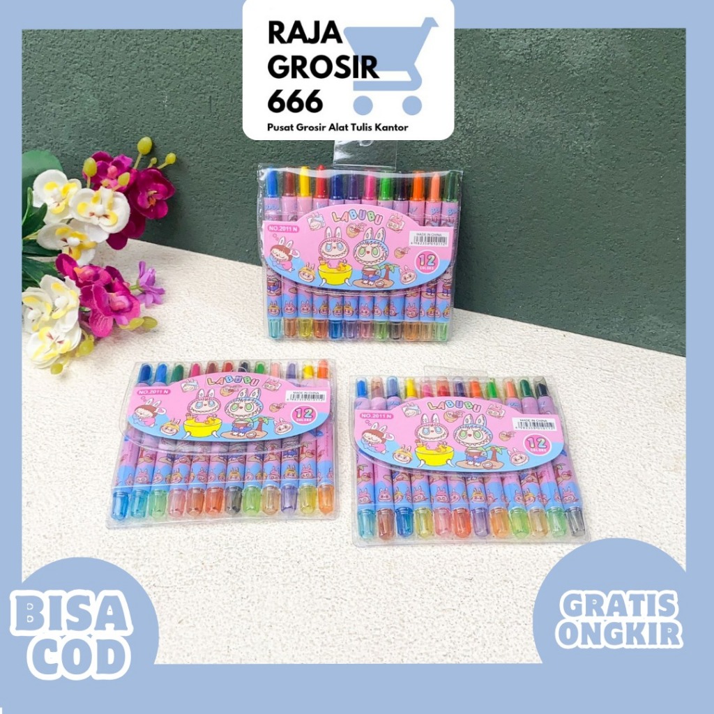 

Krayon mini twist labubu isi 12 pcs MN-1769 / Crayon Putar isi 12 crayon mini Labubu / Alat mewarnai krayon pensil warna pewarna 12 pcs / krayon putar lucu anak sekolah mewarnai menggambar