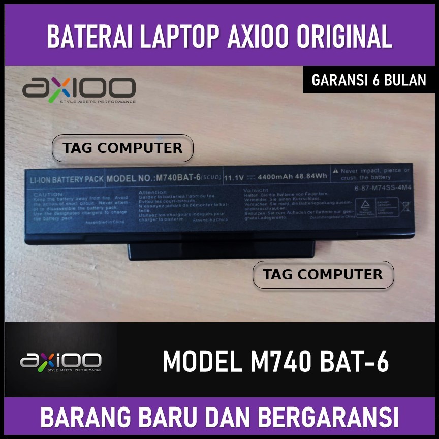 BATERAI ORIGINAL AXIOO M740, M740BAT, M740BAT-3, M740BAT-6, M660NBAT-6