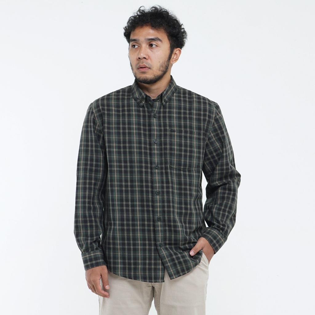 Kemeja MGEE Original - Kemeja Kotak Kotak Lengan Panjang Original MGEE Texas CKKR 039 Green