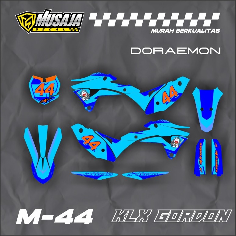 Decal Gordon motif biru full body - dekal klx gordon custom