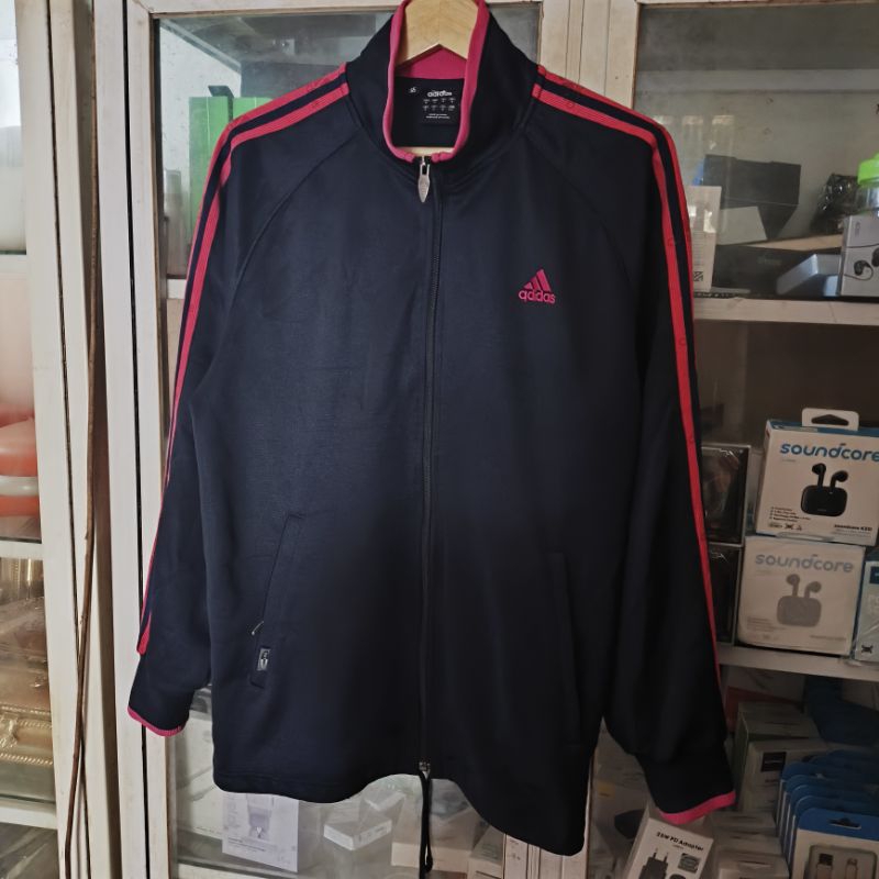 Tracktop adidas hitam list pink