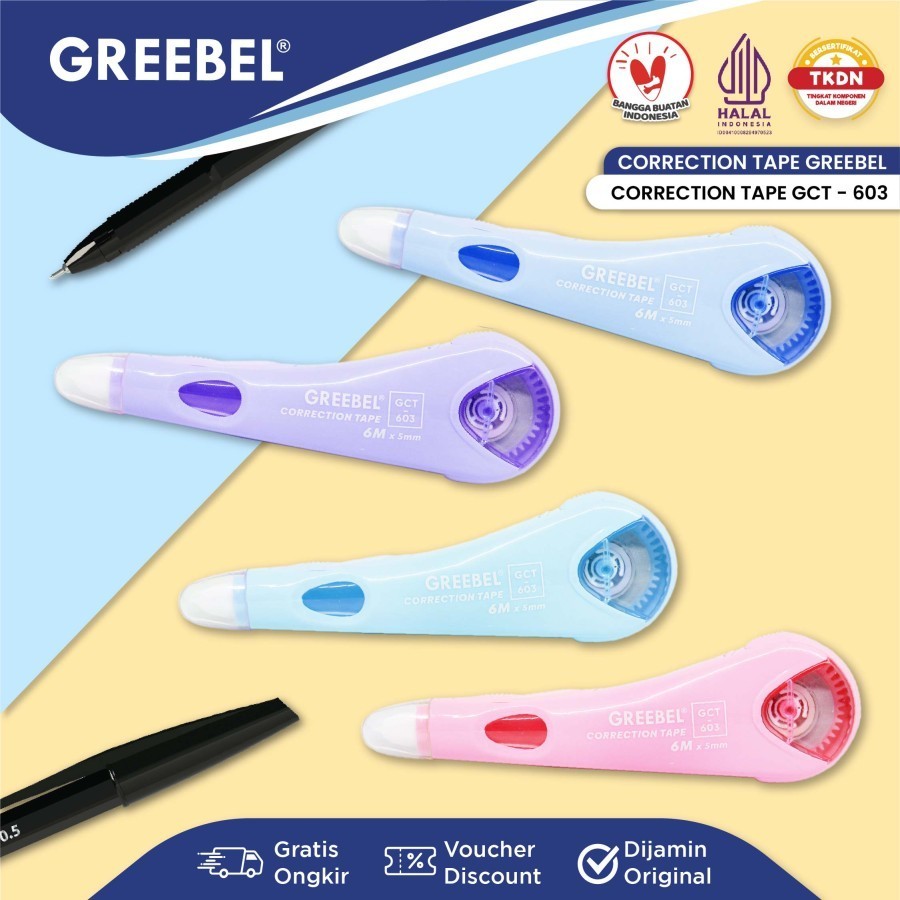 

Correction Tape Greebel GCT-603 Corrtape Pita Koreksi Tip Ex Kertas Roll