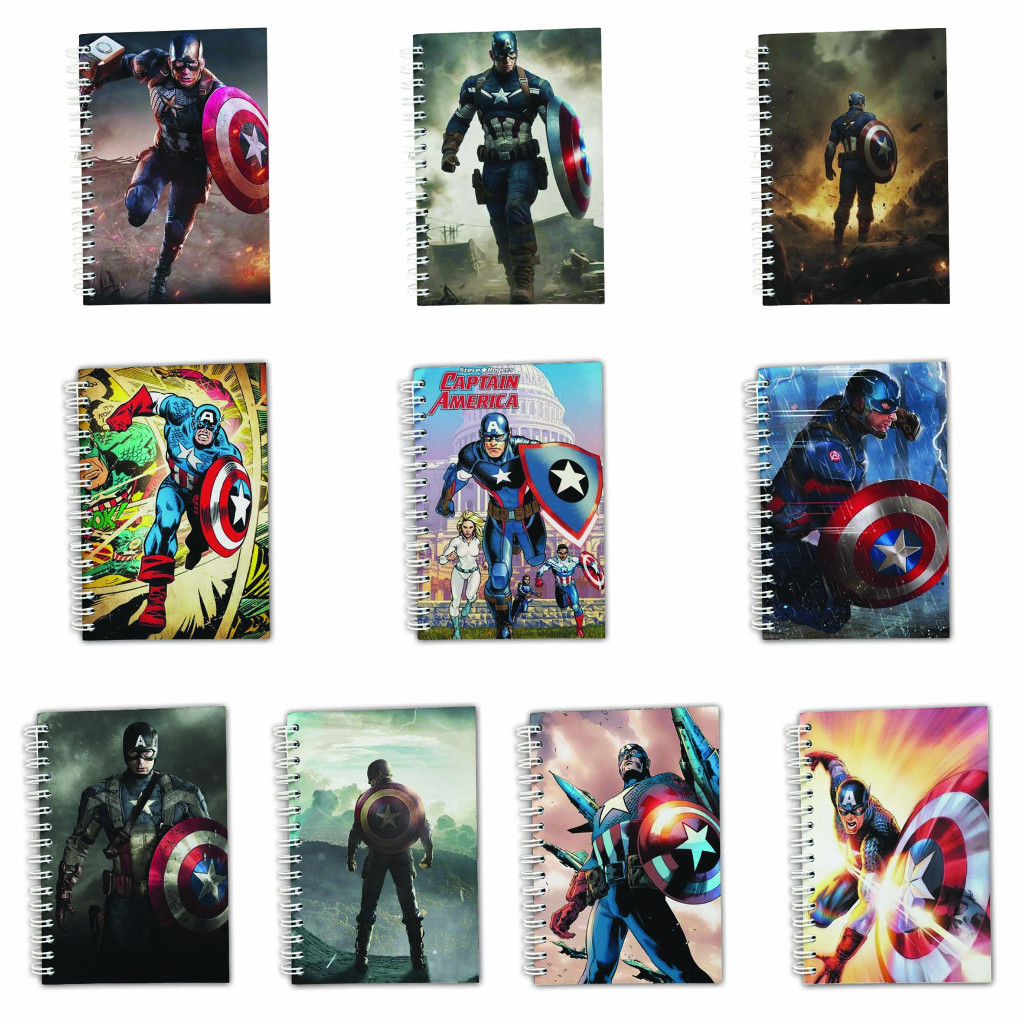 

Note Book Spiral Large (10 cm X 14 cm) Edisi Captain Amerika / Notebook A6 Custom / Seminar Kit Surabaya