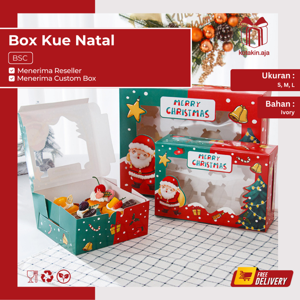 

Box Cupcake Natal / Kotak Cupcake Natal / Box Kue Cupcake Natal / Box Hampers Natal