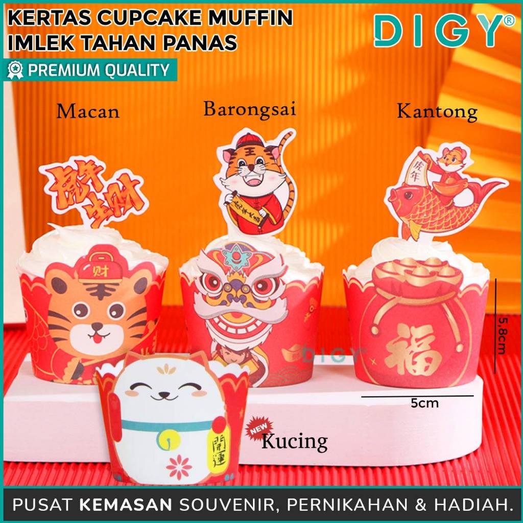 

[ ISI 20 pcs ] Kertas CupCake IMLEK tahan panas / cetakan muffin cake imlek merah