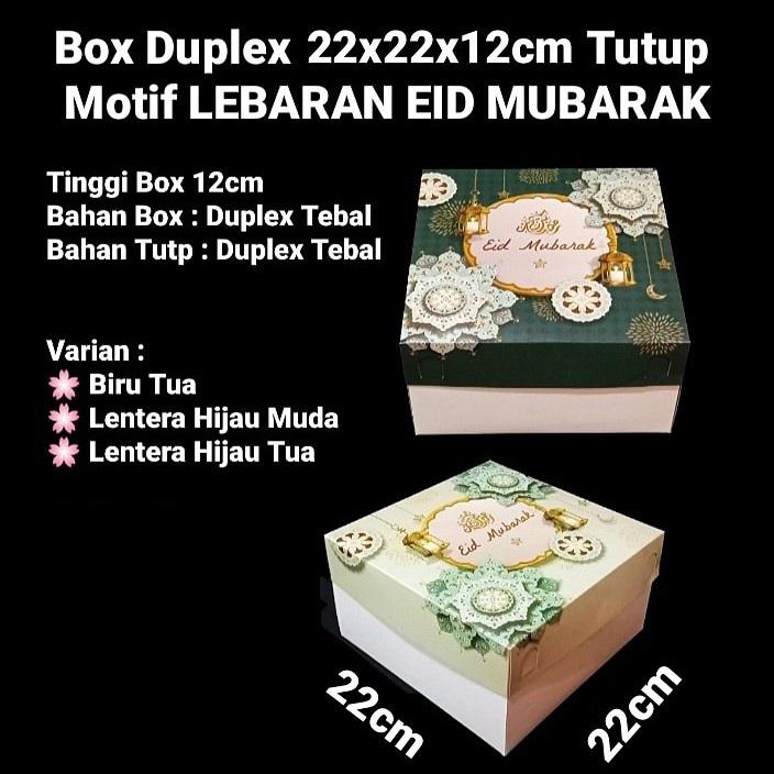 

(10pcs) Box Parcel Lebaran 22x22x12cm Kemasan Kue Lapis Brownies Dus Roti Motif Eid Mubarak