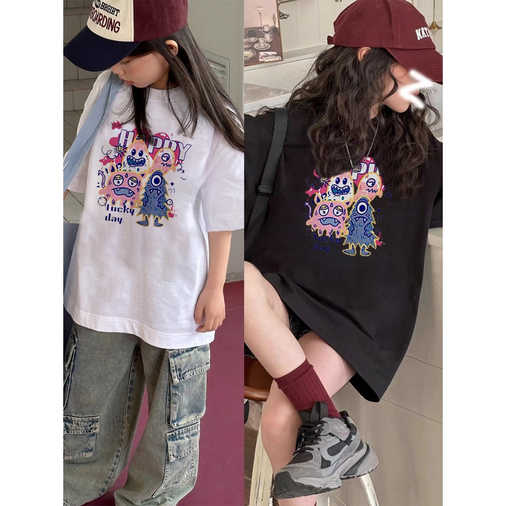 korea style premium baju atasan|Kaos anak|cewek 10 tahunimport|2-12 Tahun|Fun lucu monster dicat bah