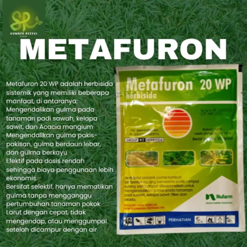 Metafuron 20 WP 20 gram Herbisida Sistemik Purna Tumbuh Untuk Mengendalikan Gulma Pada Padi, Racun r