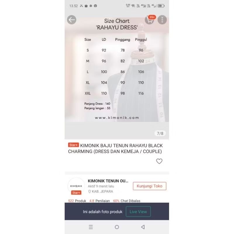 Preloved Dress KIMONIK TENUN RAHAYU BLACK CHARMING