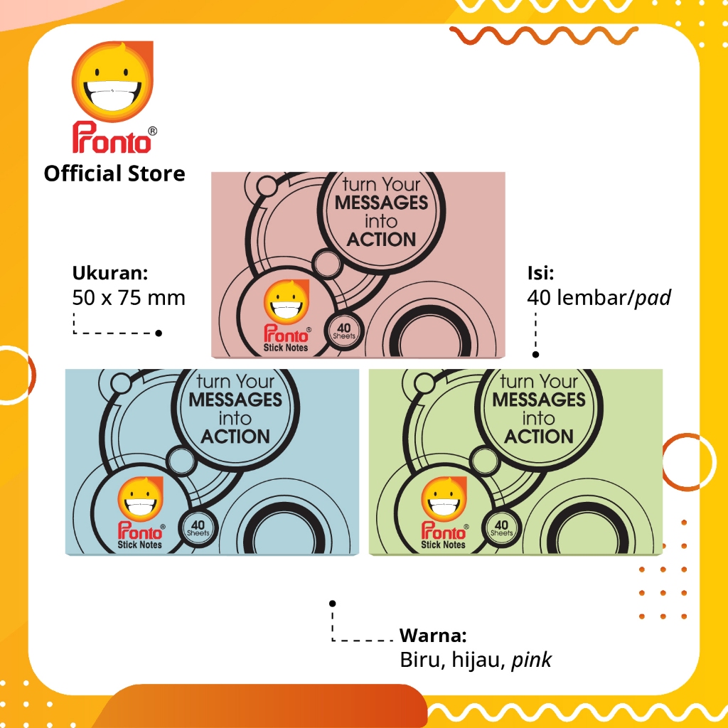 

Pronto Sticknotes Pastel - Hijau (50 x 75 mm)