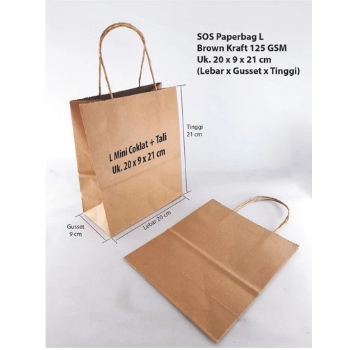 

(10pcs) Paperbag Tali (L/XL) Twist mini coklat Ukuran 20x9x21 80gsm up to 3kg