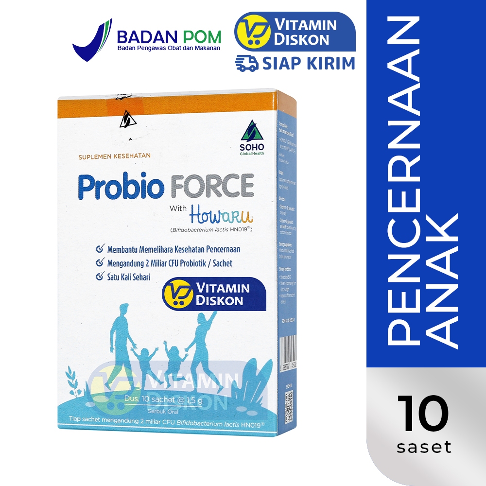 PROBIO FORCE WITH HOWARU 1 BOX @ 10 SACHET | Probiotik Suplemen Saluran Pencernaan