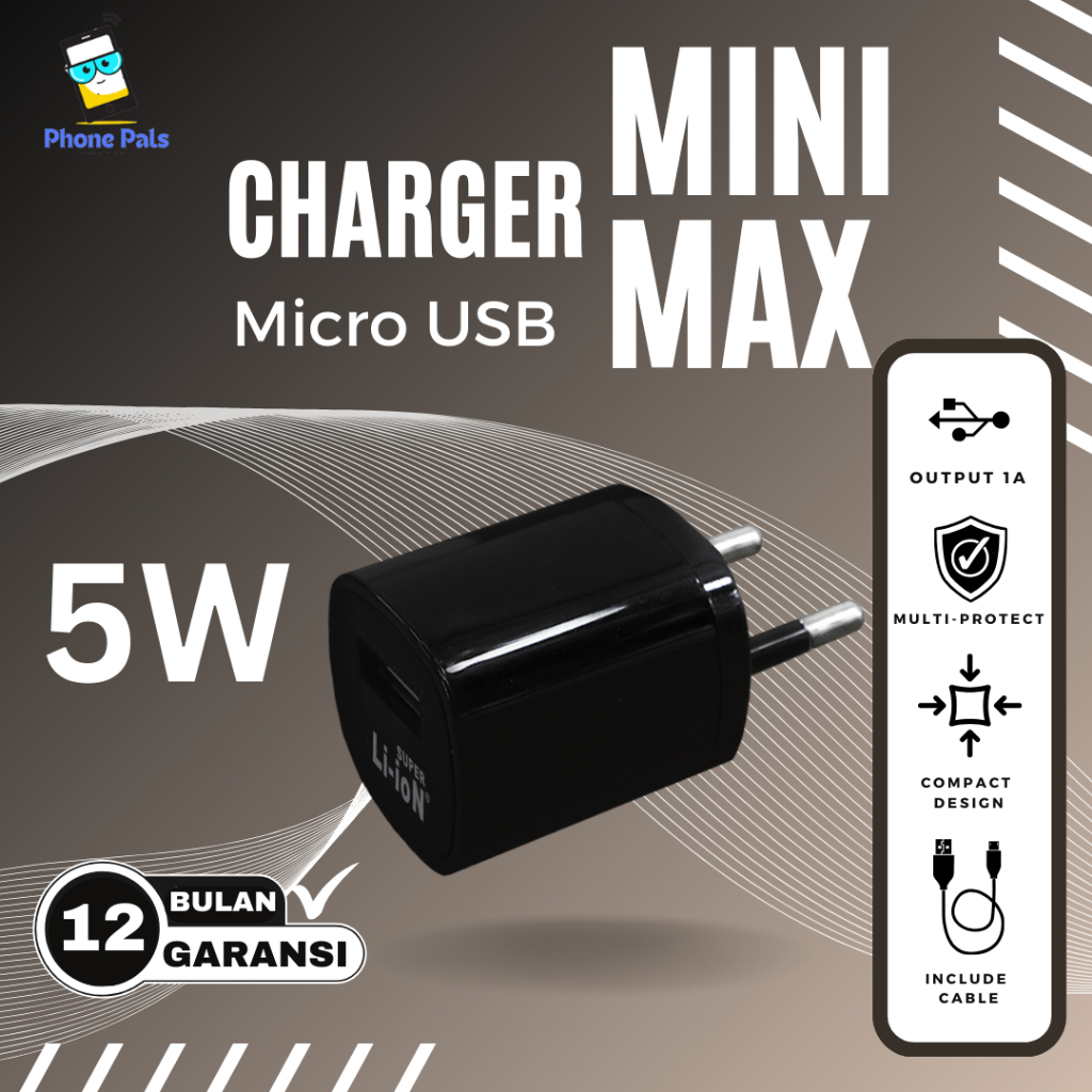 CHARGER (5W) SUPER LI-ION MINIMAX+ KABEL DATA MICRO/IPHONE