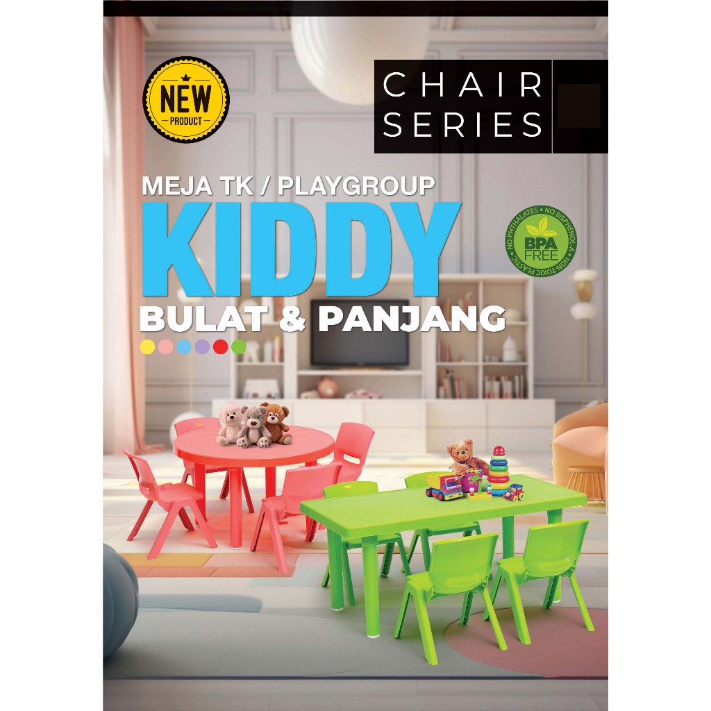 MEJA ANAK TK/ PLAYGROUP PANJANG & BUNDAR - * Kursi dijual terpisah
