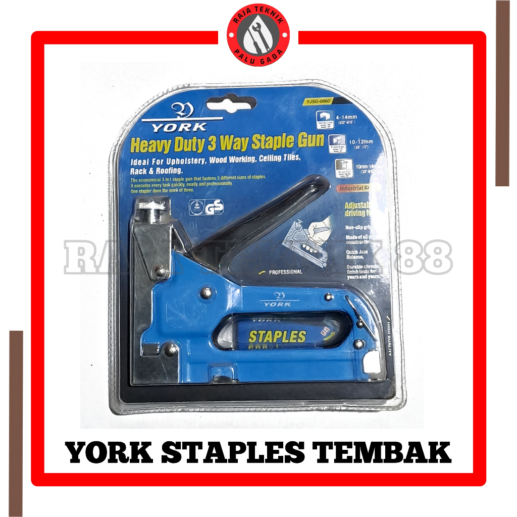 

YORK Staples Tembak 3 In 1 Staple Gun Tacker Stapler Hekter Jok Sofa Kulit Heavy Duty York