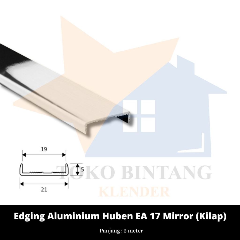 Edging Aluminium Huben EA 17 Mirror (Kilap)