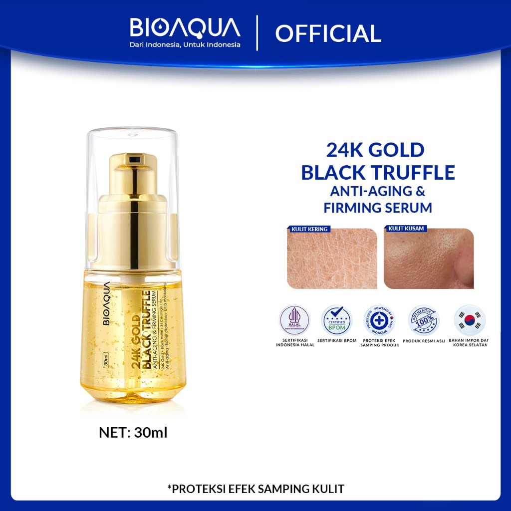 BIOAQUA Skincare 24K Gold Black Truffle Anti-Aging Firming Serum Wajah / Toner / Cleanser / Moisturi