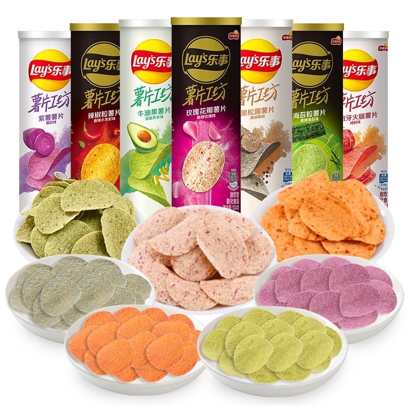 

乐事薯片工坊 104g LAYS potato chips kaleng baru rainbow series