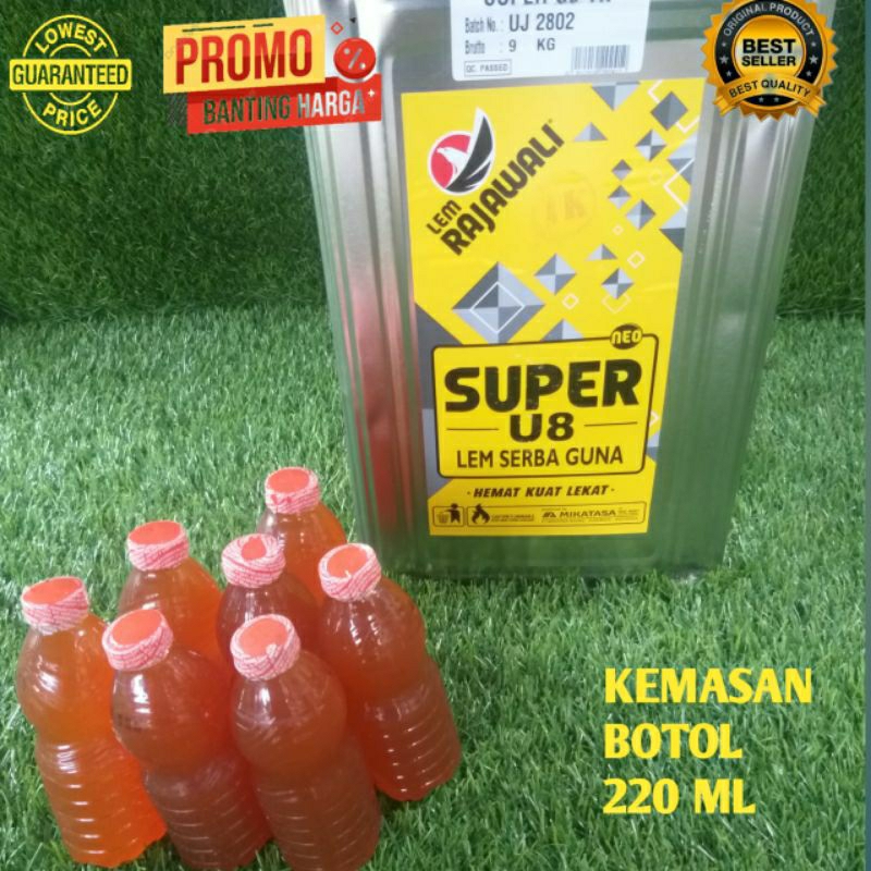 Lem kuning botol botolan 220 ml/lem rekat kuat lem serbaguna lem rajawali super u kolam terpal