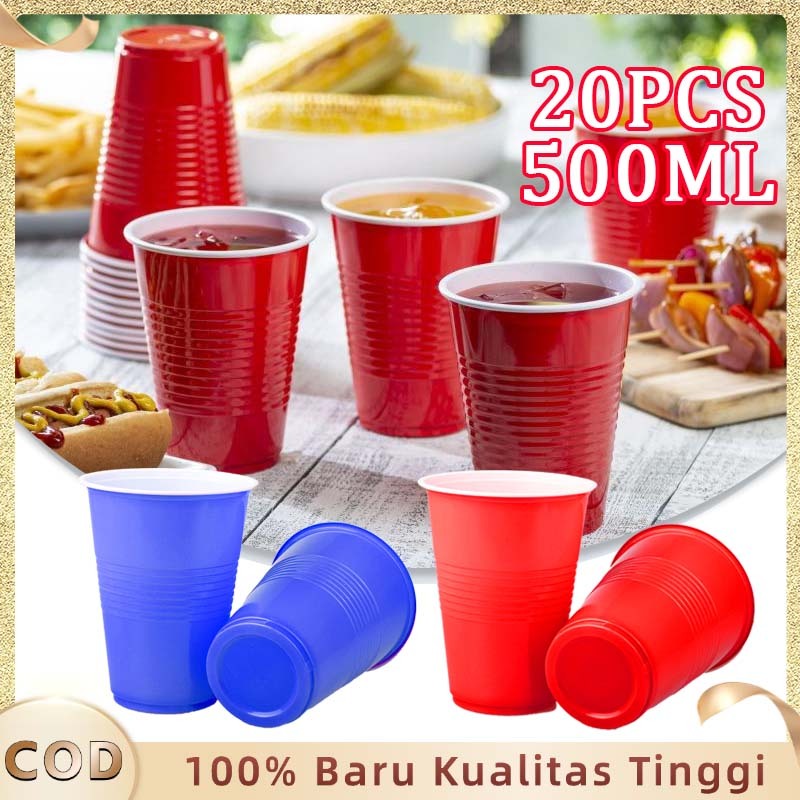 500ml Cup Gelas Plastik Merah Gelas Plastik Merah Cup Plastik Merah