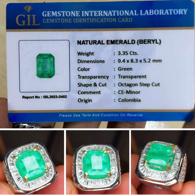 Cincin Perak Zamrud Colombia Teper  Top Quality
