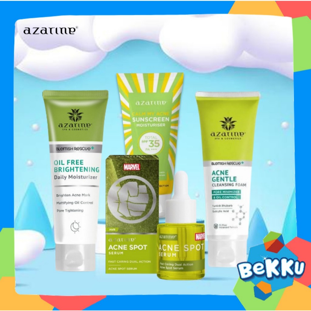 Azarine Anti Acne Series - Face Wash - Serum - Moisturizer - Sunscreen - Perawatan Jerawat - Bekku