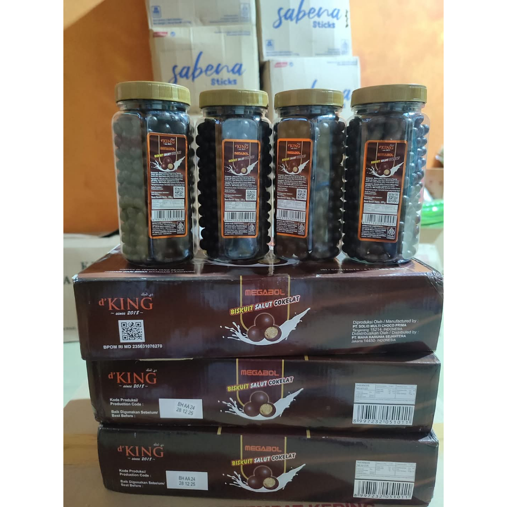 

King Megabol Biskuit Salut Cokelat 1 kotak isi 4 botol
