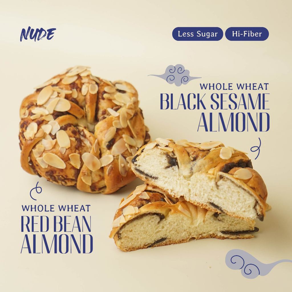 

Red Bean & Black Sesame Almond Bread *Whole Wheat, Low Calories, Very Low Sugar Healthy